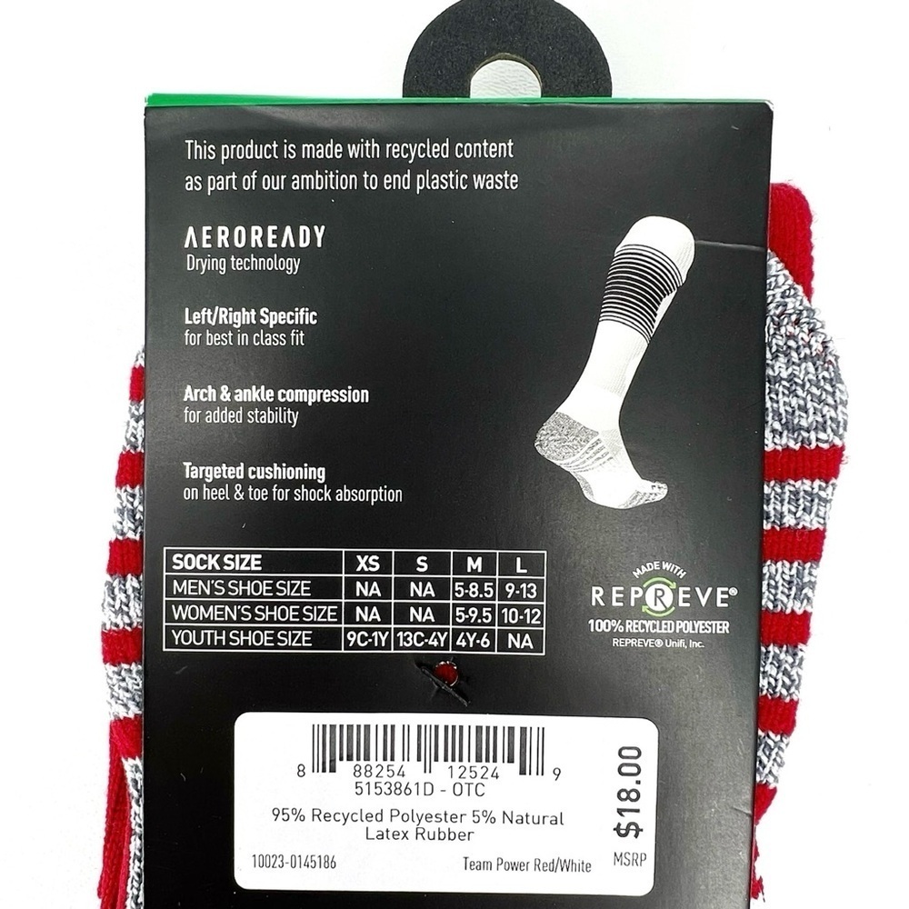 Adidas Men's Size Large Team Speed Soccer Socks 3 Pair Red White Gray New NWT - Picture 3 of 5